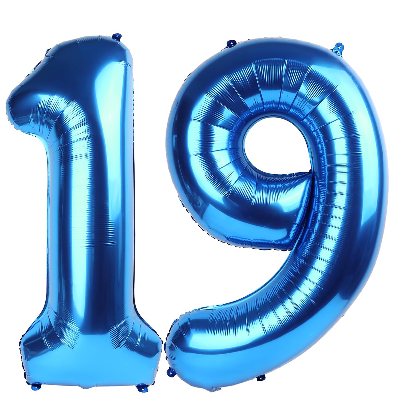 Enyeopd dark blue 19-number balloon enhances 40-inch centerpiece and photo moments.