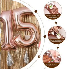 Engagement party decor featuring Enyeopd rose gold numbers