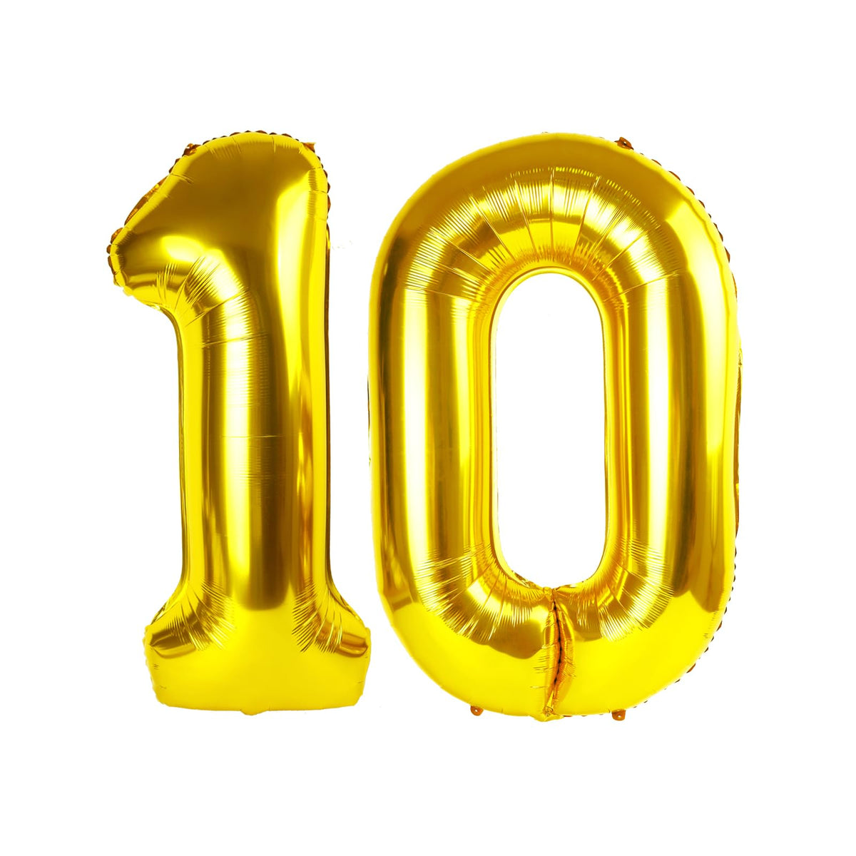 Enyeopd gold number 10 balloon, 40-inch front view for bold celebration