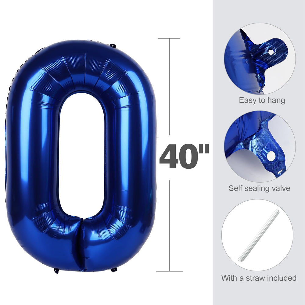 Enyeopd navy blue 4th birthday setup using the number 4 balloon for photos