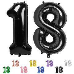 Enyeopd number-18 balloon 40inch black digital for bold birthday decor and photo-worthy moments.