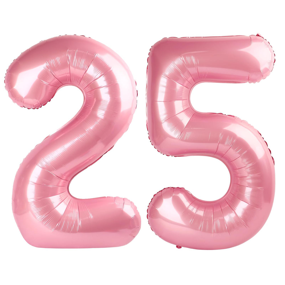 Enyeopd Number 25 balloons in pearl pink for stylish birthday photos.