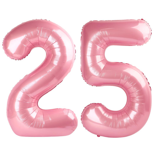 Enyeopd Number 25 balloons in pearl pink for stylish birthday photos.