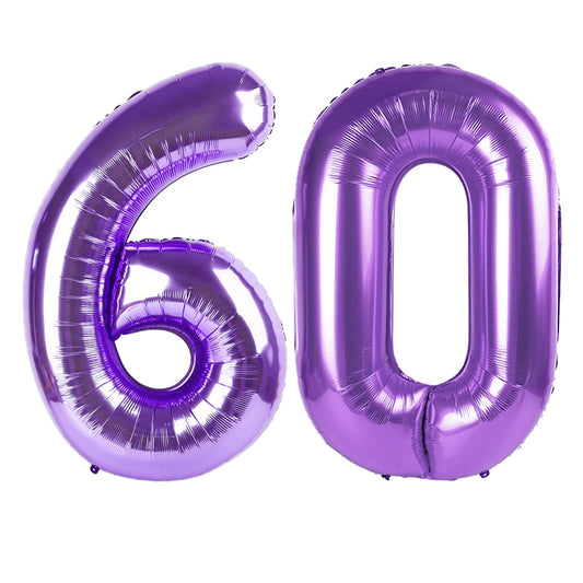 Enyeopd 60 balloon, 40-inch purple, ideal for 60th birthdays.