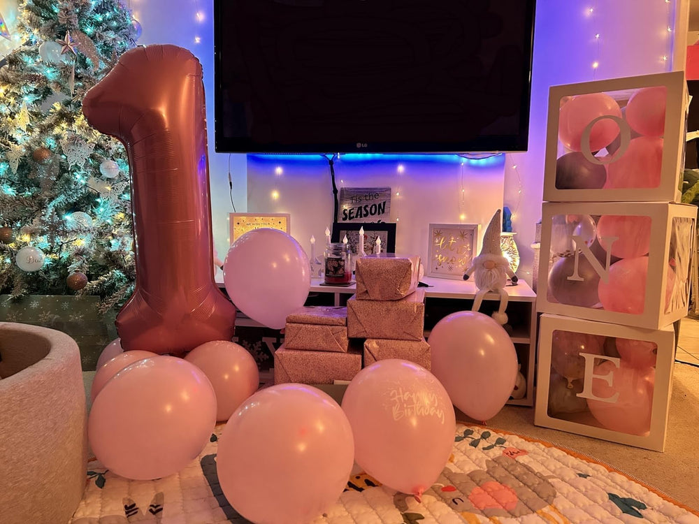 Enyeopd pearl pink 10 balloon hanging display enhances festive decor.