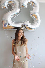 Enyeopd number balloons for hanging or stacking in creative configurations.