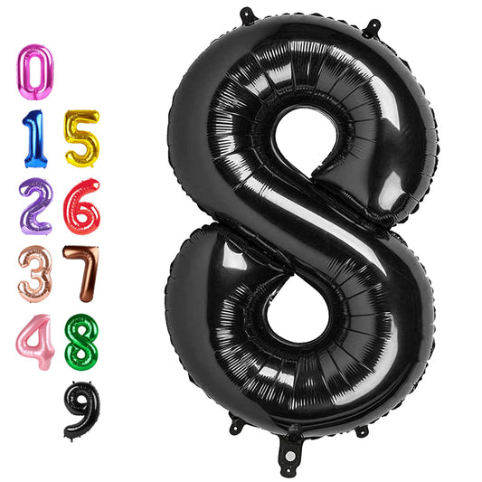Enyeopd 40-inch black number balloon for bold birthday decor and lasting ambiance.