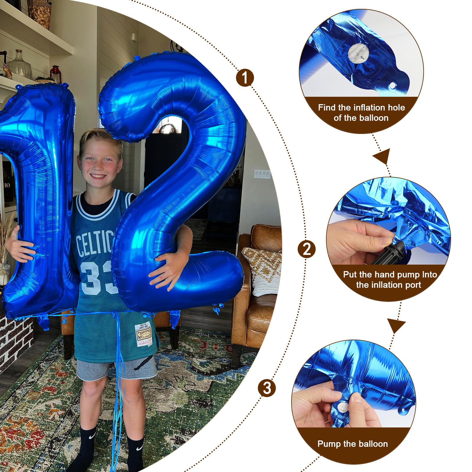 Enyeopd bold navy 30th birthday balloon enhances photos.