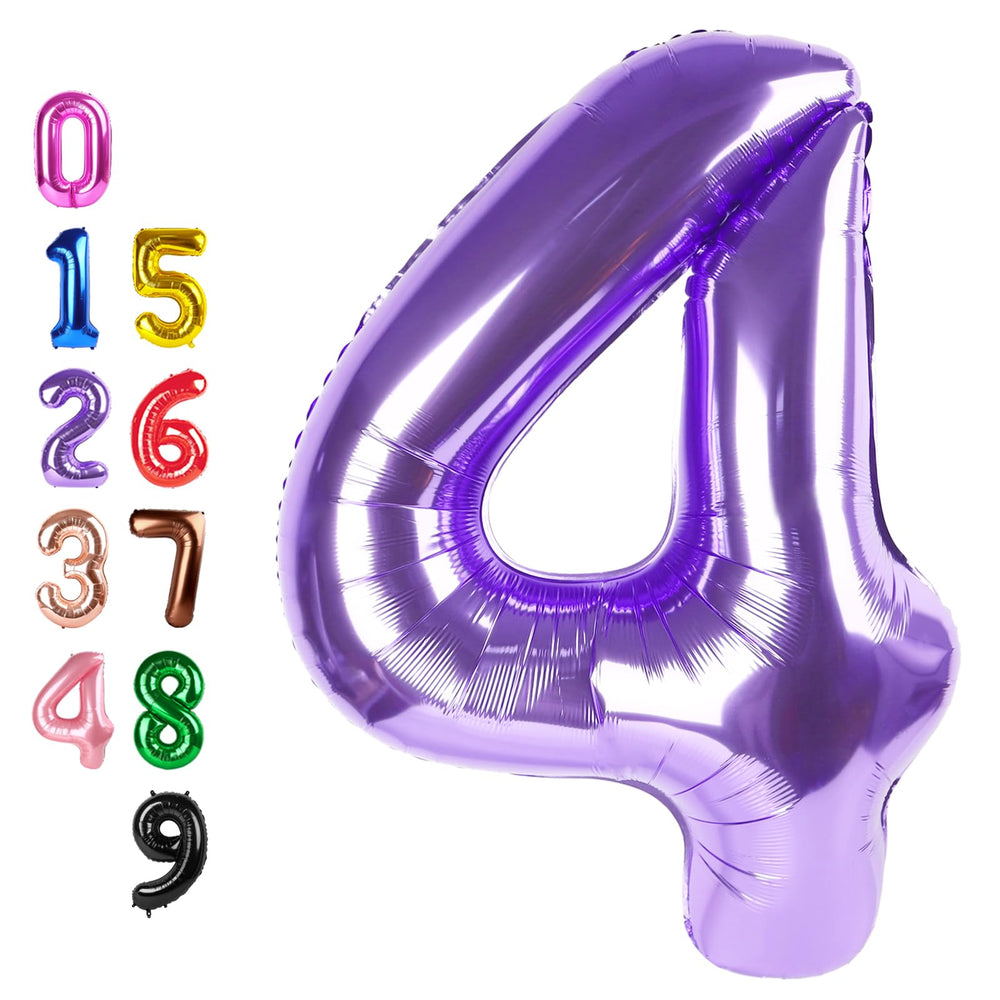 Enyeopd Purple 4-number balloon, 40-inch size, ideal centerpiece for 4th birthdays