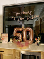 Enyeopd Rose-gold 40-inch numbers balloon for eye-catching birthdays and events.