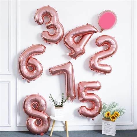 Enyeopd rose gold 17-71 balloons on display for photos.