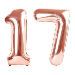 Enyeopd rose gold 17-71 balloons setup for party ambiance.