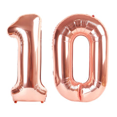 Enyeopd rose gold number 10 balloon 40 inch as a dramatic birthday centerpiece.