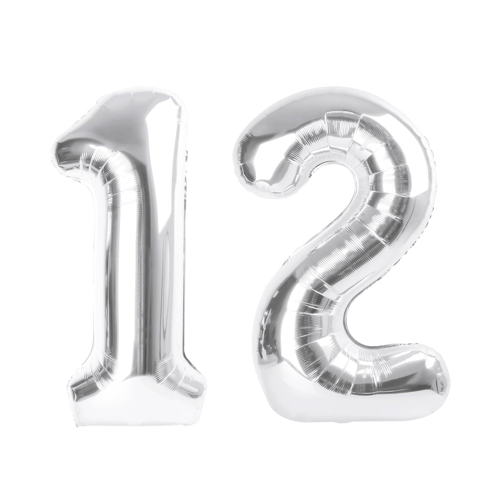 Enyeopd silver 12-number balloon, 40 inch, ideal birthday centerpiece.