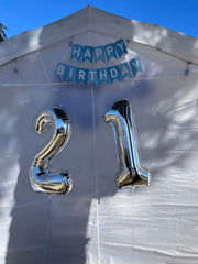 Enyeopd birthday decor with silver 12-number balloons, versatile for weddings.