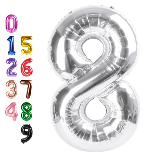 Enyeopd silver 40-inch number balloon for celebrations and photo-worthy displays