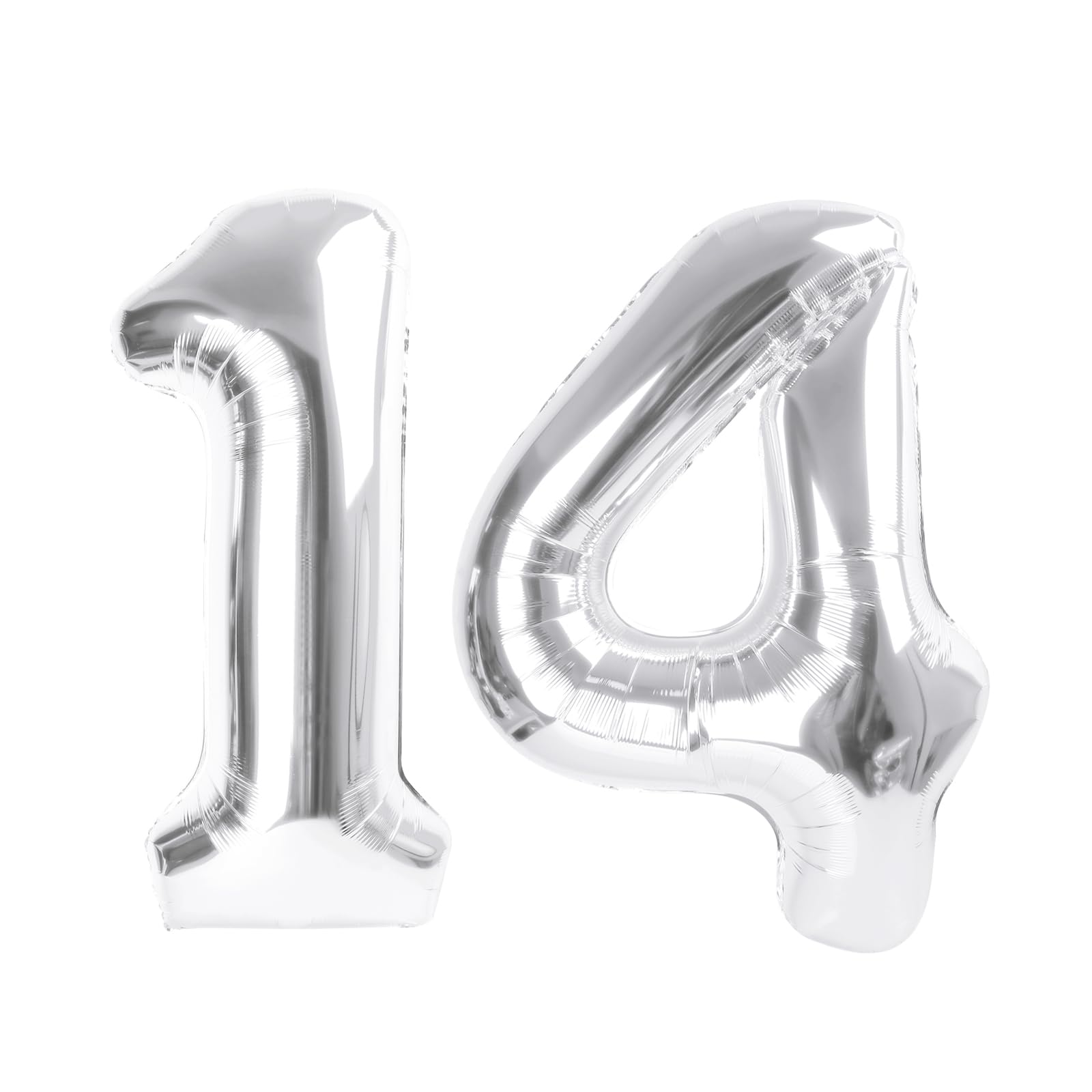 Enyeopd silver number 14 balloon for 14th birthdays with a glossy finish.