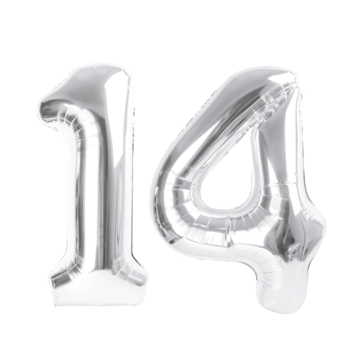Enyeopd silver number 14 balloon for 14th birthdays with a glossy finish.