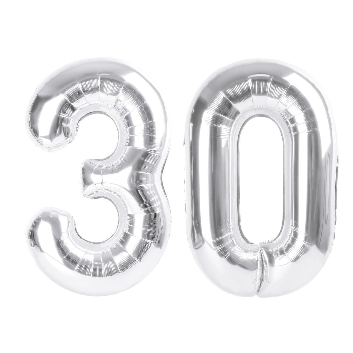 Enyeopd silver number 30 balloon, 40-inch centerpiece for milestone birthday decor.