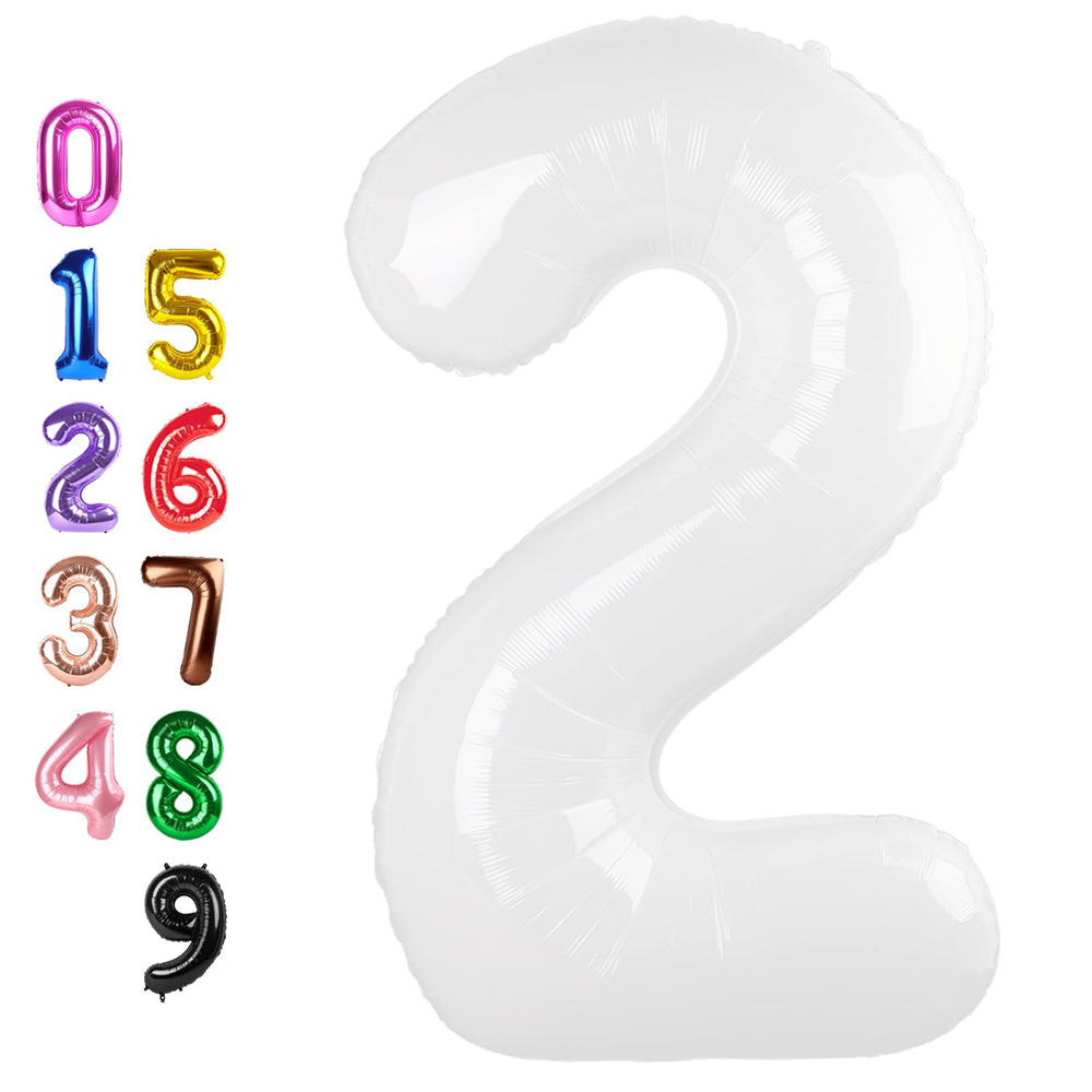 Enyeopd white birthday number balloon 40 inch for milestone celebrations and photos