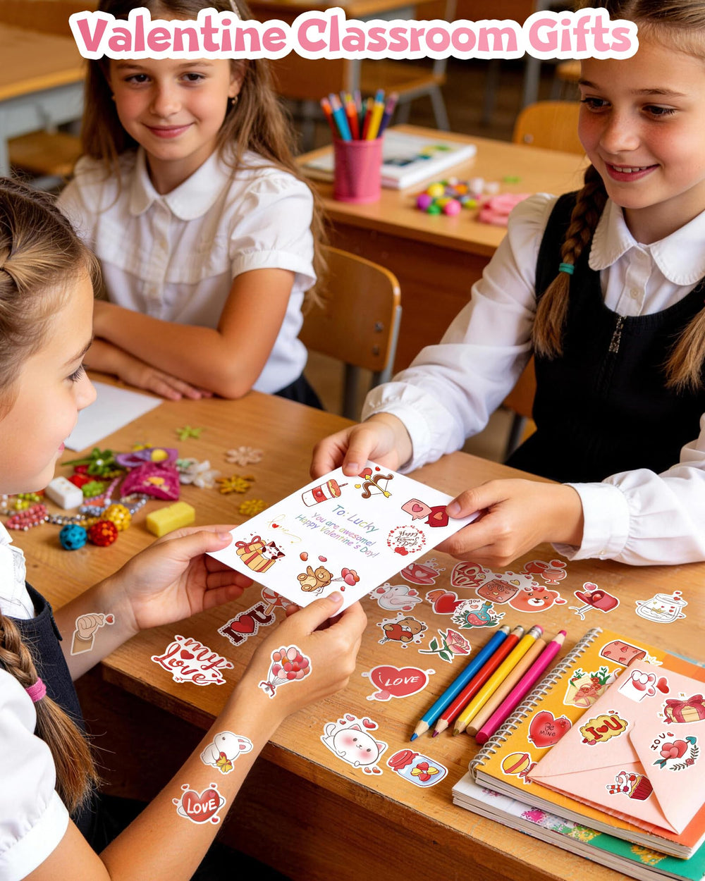 Eoaod Valentine stickers with hearts brighten scrapbooks and crafts