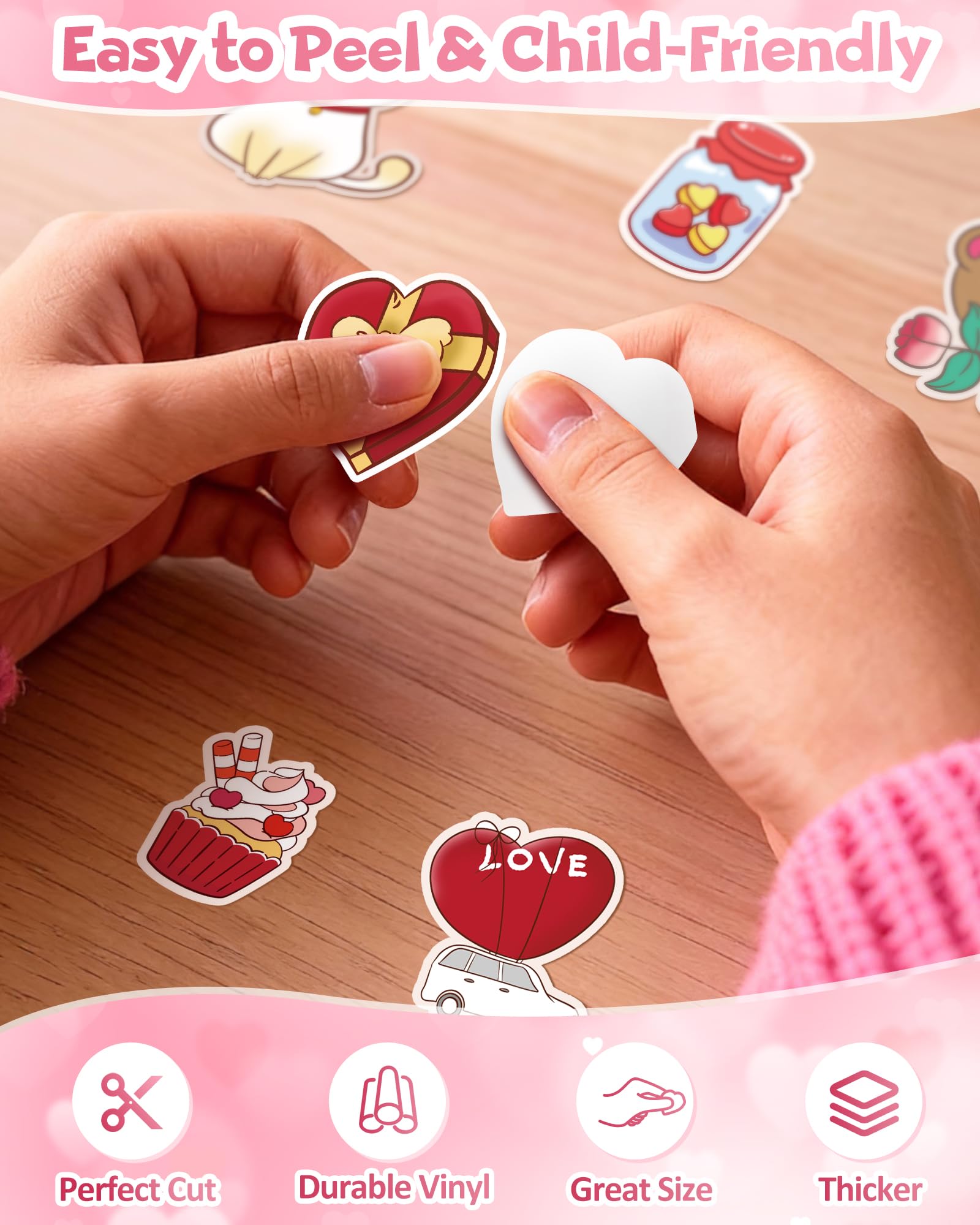 Eoaod waterproof Valentine stickers stay vibrant on water bottles