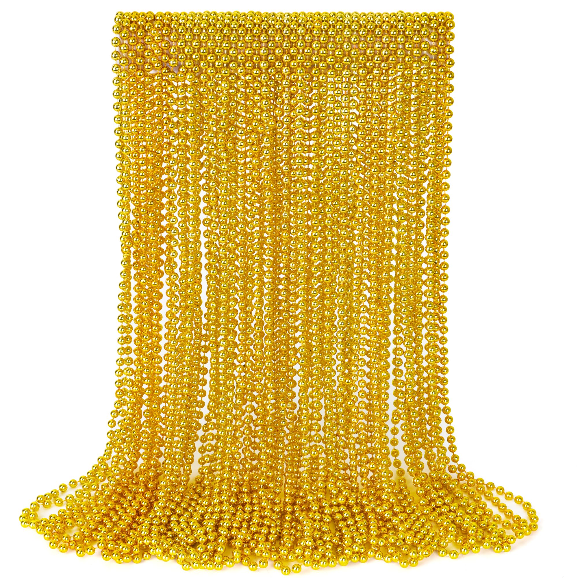 EOBOH 30pcs Mardi Gras beads in gold, ideal for parades and parties.