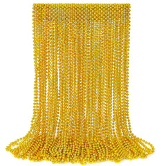 EOBOH 30pcs Mardi Gras beads in gold, ideal for parades and parties.