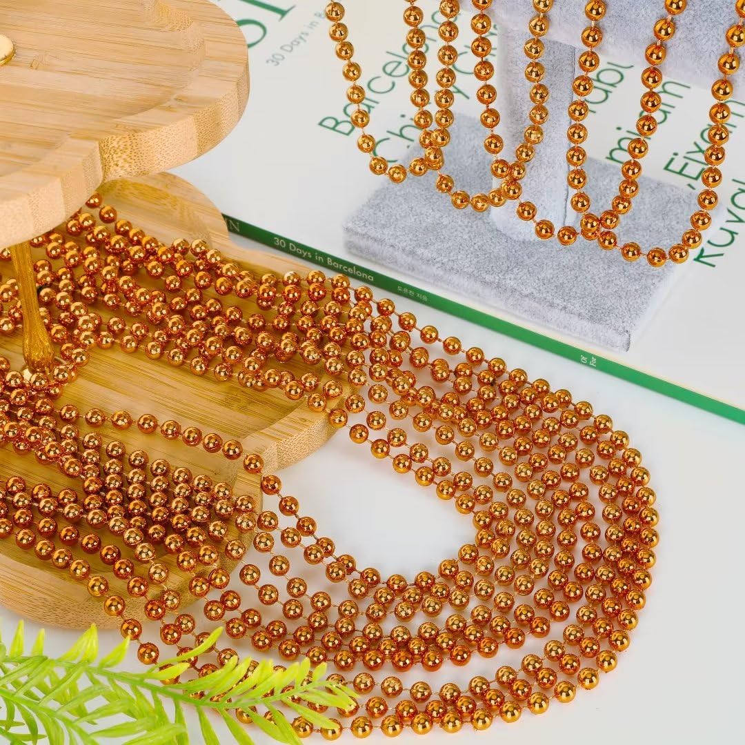 EOBOH 33-inch orange bead necklace, unisex fit for both women and men at parties.