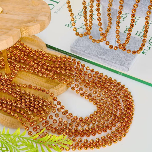 EOBOH 33-inch orange bead necklace, unisex fit for both women and men at parties.