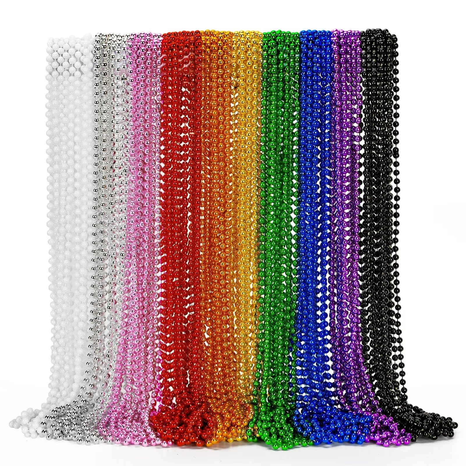 EOBOH 72pc Mardi Gras beads set in metallic hues for festive elegance