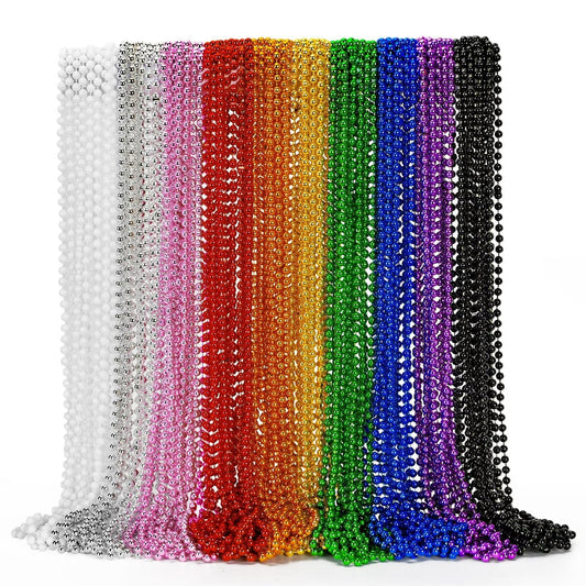 EOBOH 72pc Mardi Gras beads set in metallic hues for festive elegance