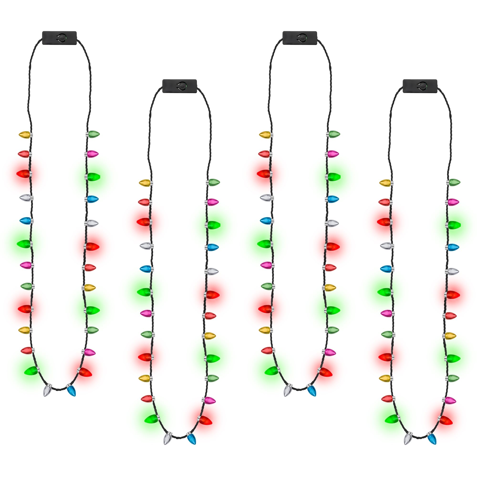 EOBOH Christmas necklace 6-pack with bright bulbs adds festive glow to any party.