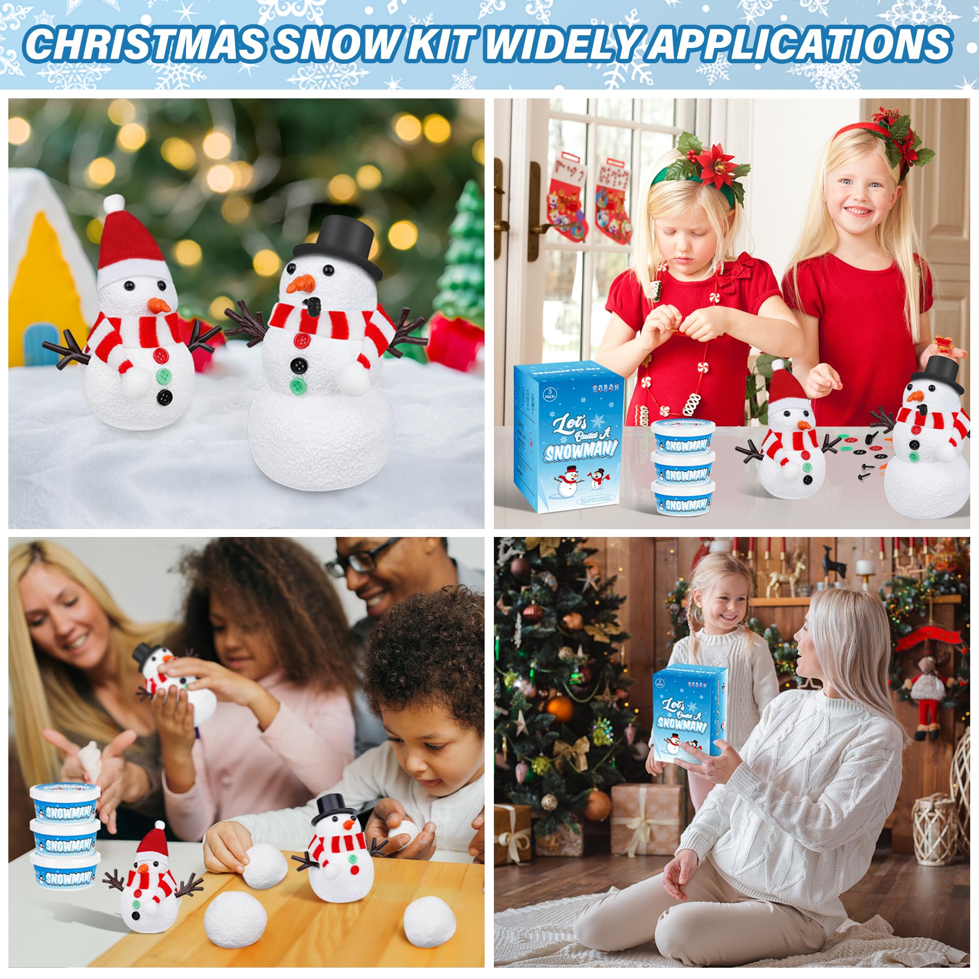 EOBOH Christmas Snowman Kit assembly ideas promoting family crafting fun.