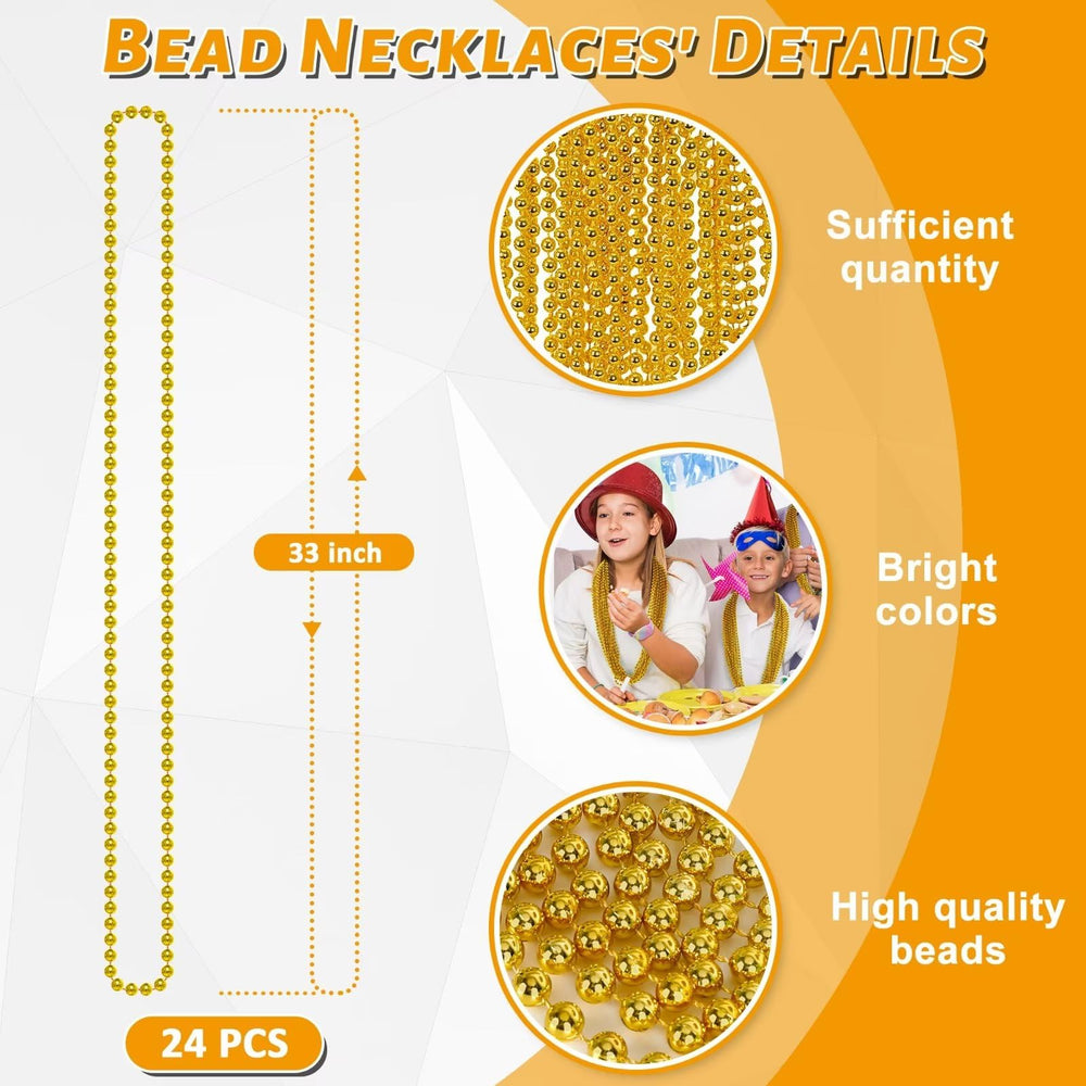 EOBOH gold bead necklace, 33 inches, comfortable to wear for guests and party-goers.