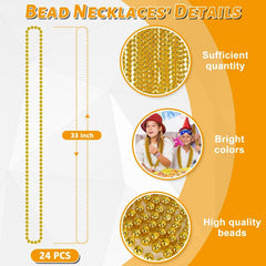 EOBOH gold bead necklace, 33 inches, comfortable to wear for guests and party-goers.
