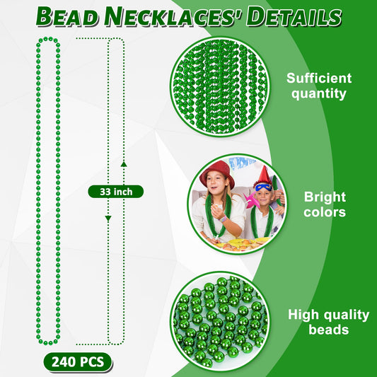 EOBOH green bead necklace, 33-inch length, ideal for party favors and crowd toss