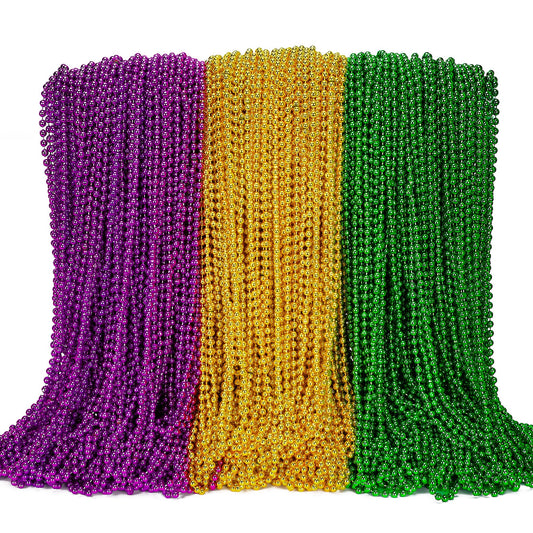 EOBOH Mardi Gras beads collection in green purple gold for parade throws.