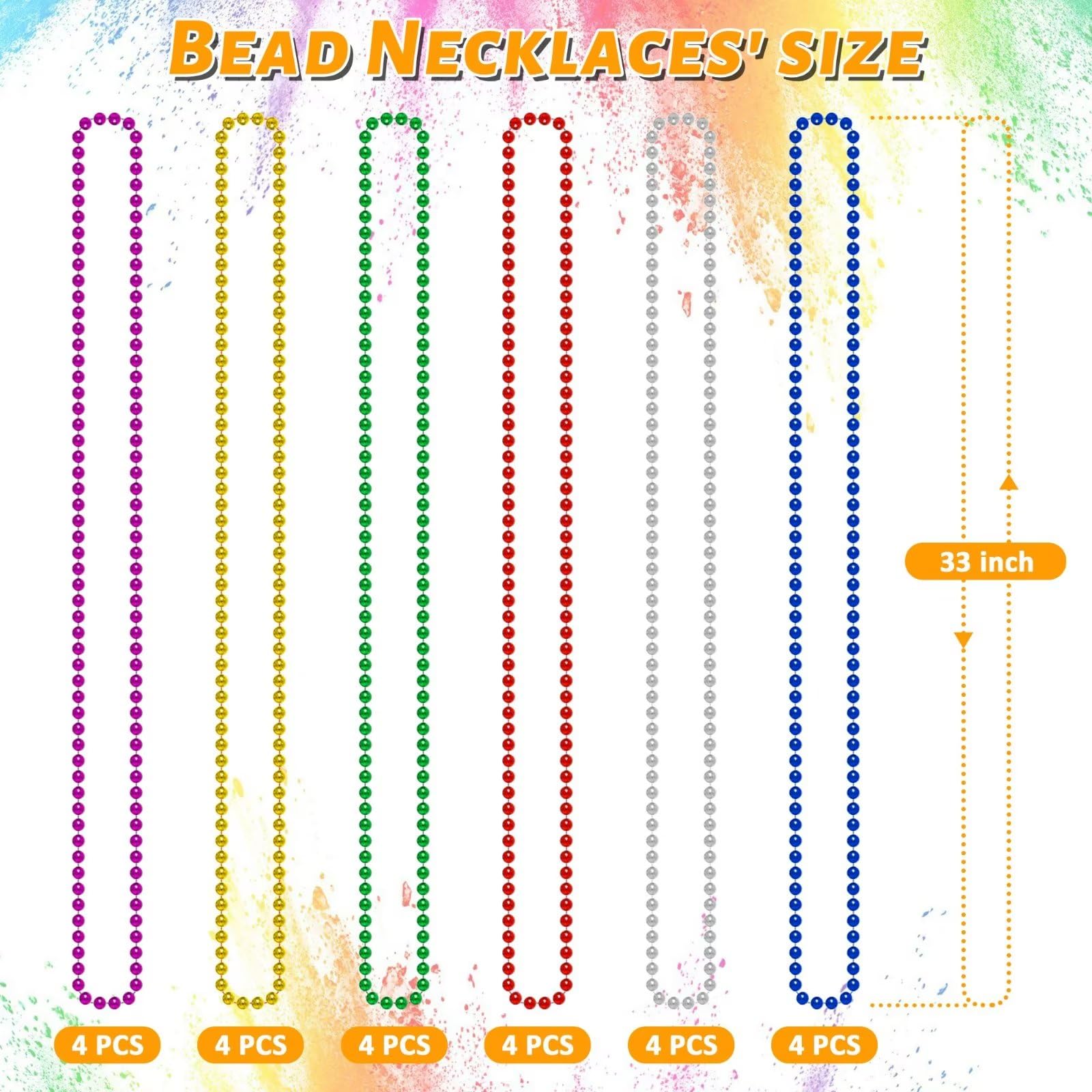 EOBOH Mardi Gras beads close-up colorful beads ideal for festive color accents.