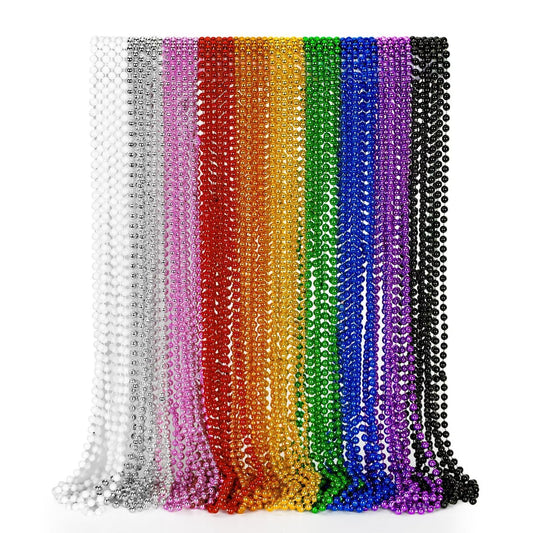 EOBOH Mardi Gras beads collection with festive metallic designs for celebrations.