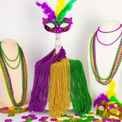 EOBOH beads made from metal-colored plastic with a shimmering finish.
