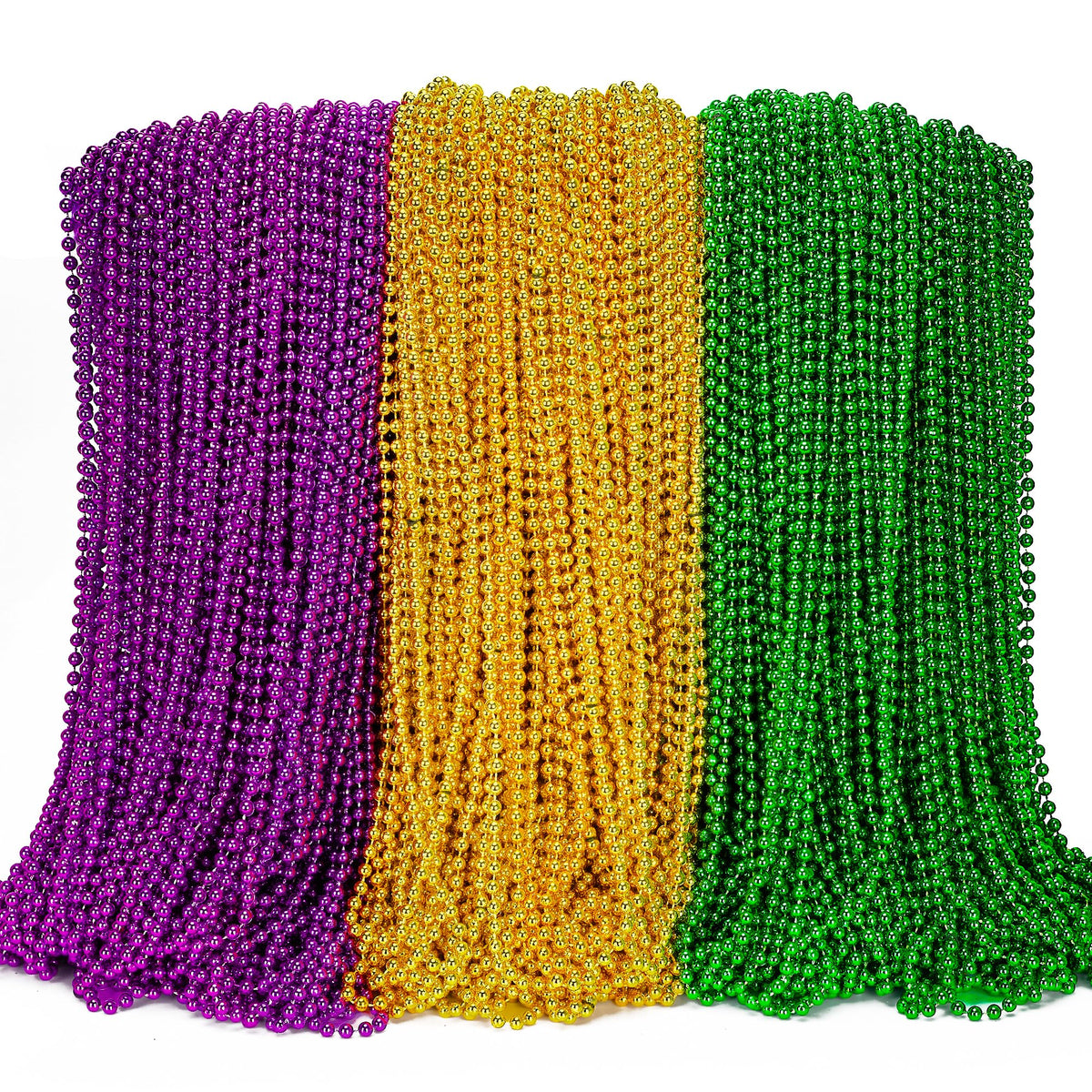 EOBOH Mardi Gras beads trio styles enhance festive outfits and party looks
