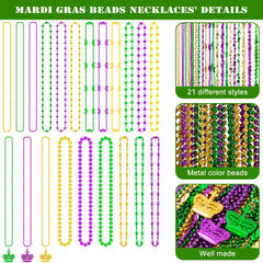 EOBOH Mardi Gras necklaces bulk sets for festive wardrobes