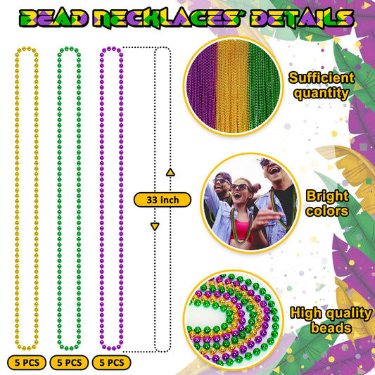 EOBOH Mardi Gras metallic necklace in green purple gold for bold costumes