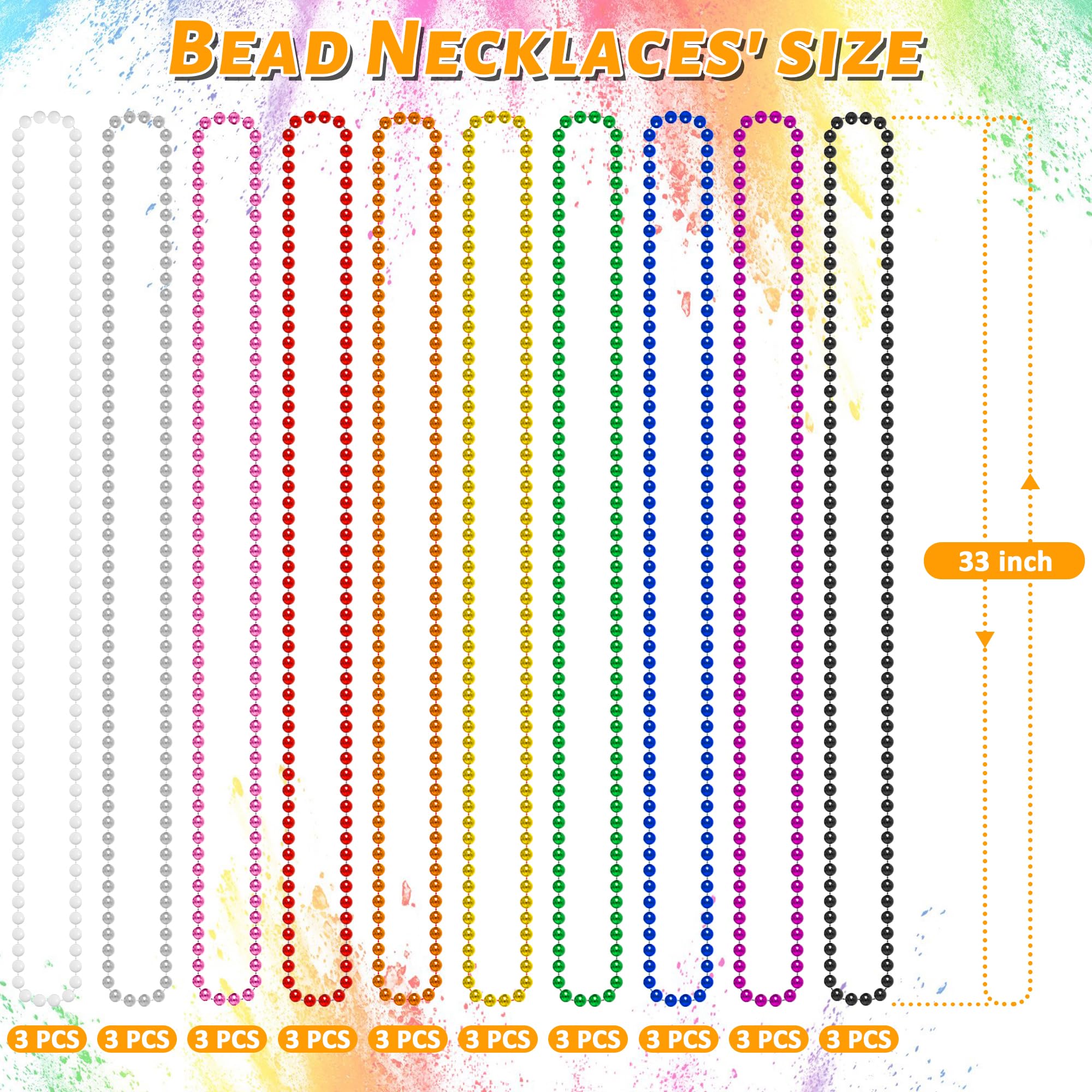 EOBOH metallic ten-color beads necklaces add eye-catching shine.
