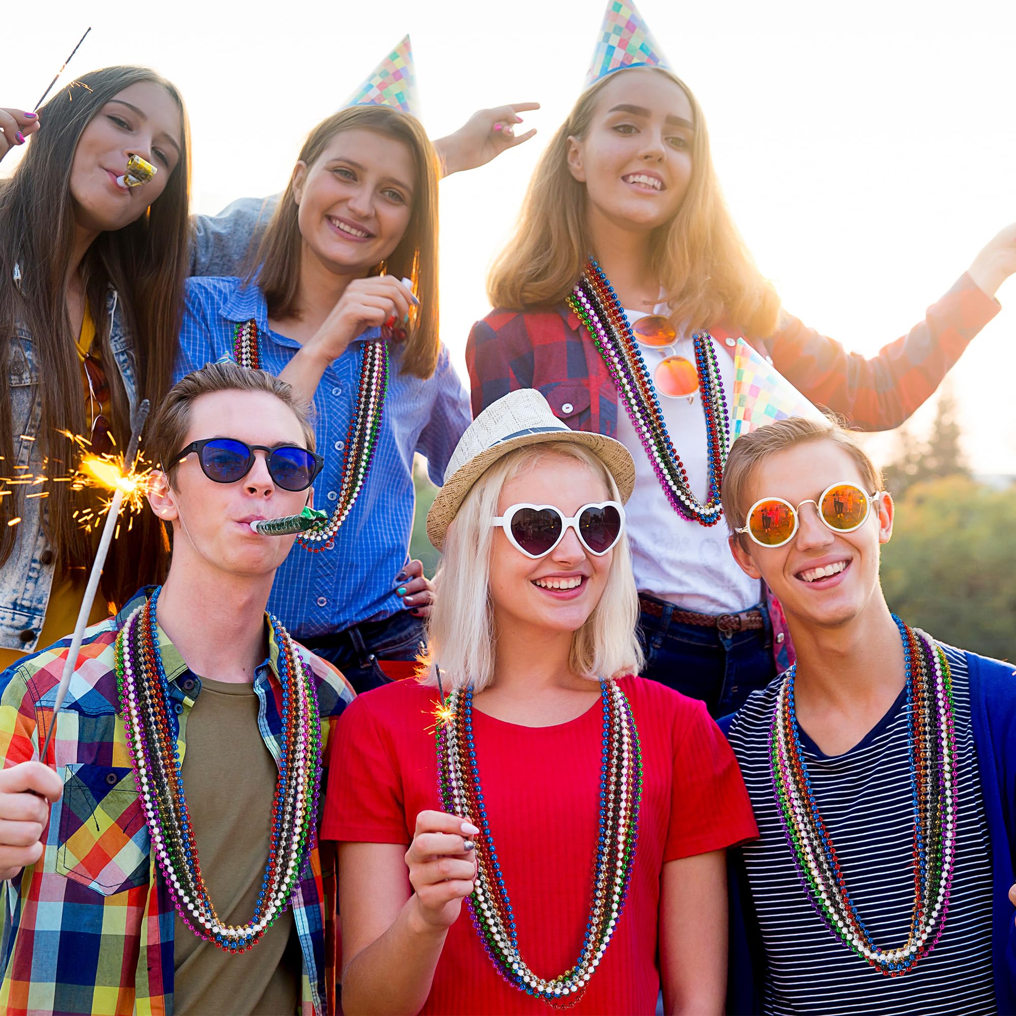EOBOH metallic bead necklaces add sparkling accents to costumes.