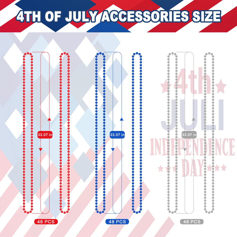 EOBOH patriotic bead necklaces in red blue white for celebrations.