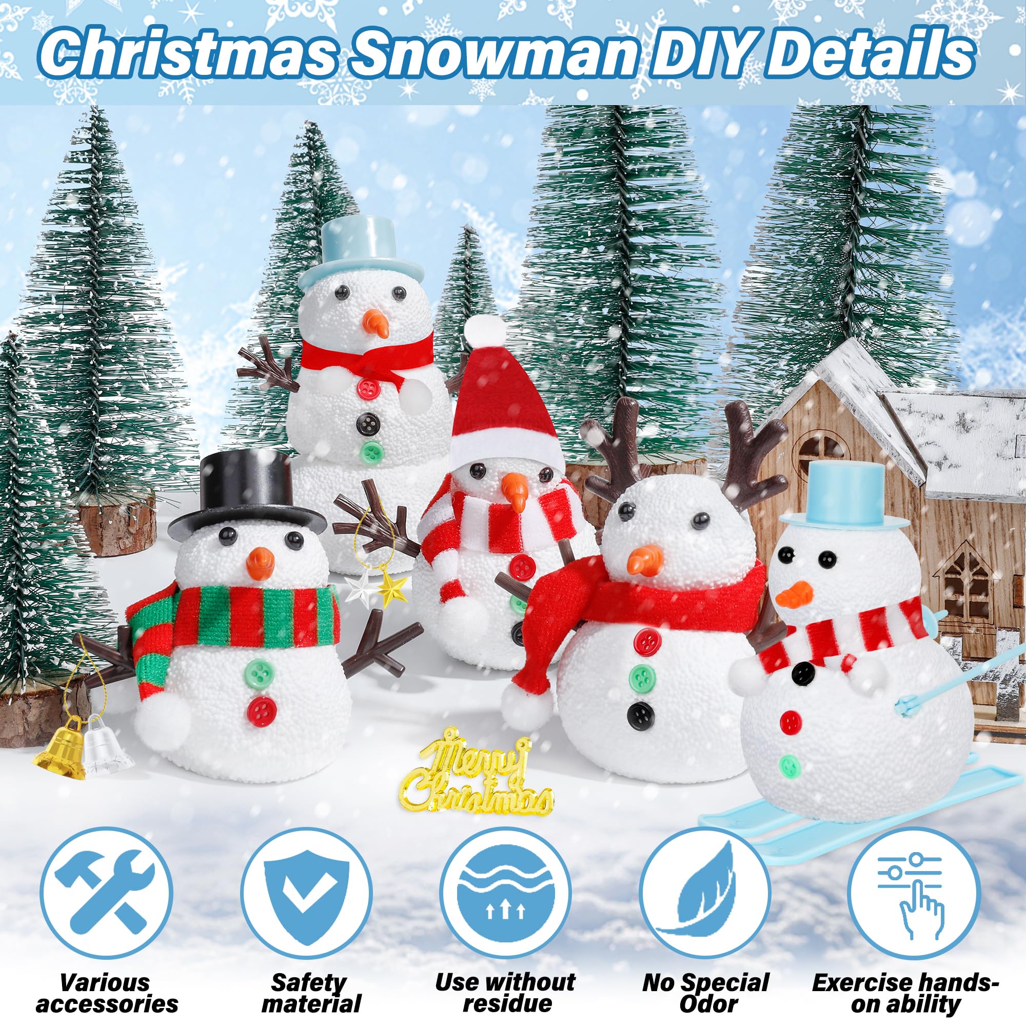 EOBOH snowman kit shows air-dry clay turning solid in 24 hours.