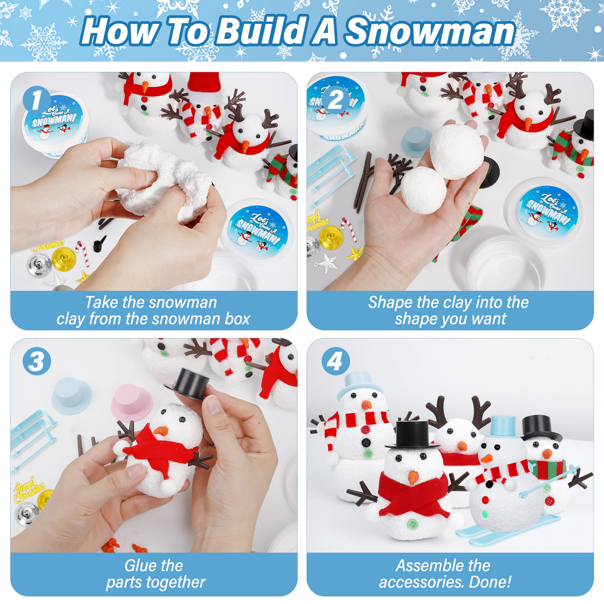 EOBOH snowman kit safe materials, kid-friendly and residue-free.