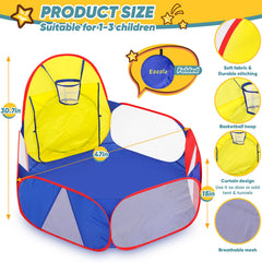 Eocolz Ball Pit with basketball hoop inside encourages active play.